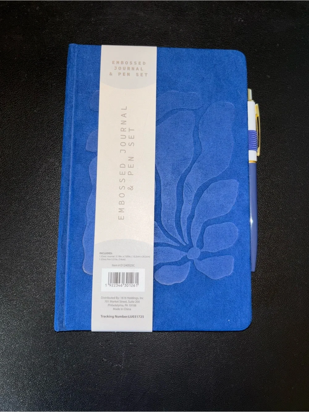 Blue Embossed Journal & Pen Set